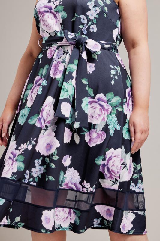 YOURS LONDON Plus Size Navy Blue Floral Skater Dress | Yours Clothing 5