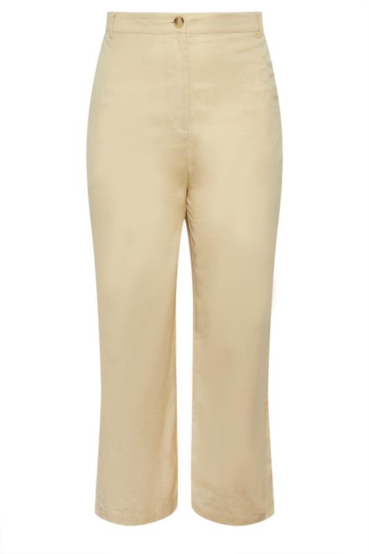 LIMITED COLLECTION Curve Beige Brown Linen Wide Leg Trousers | Yours Clothing 5