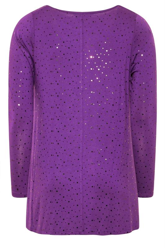 Curve Plus Size Purple Embellished Long Sleeve Swing Top | Yours Clothing 7