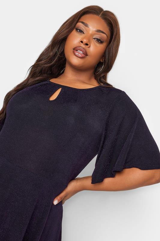 YOURS Plus Size Purple Keyhole Pleated Peplum Top | Yours Clothing 4