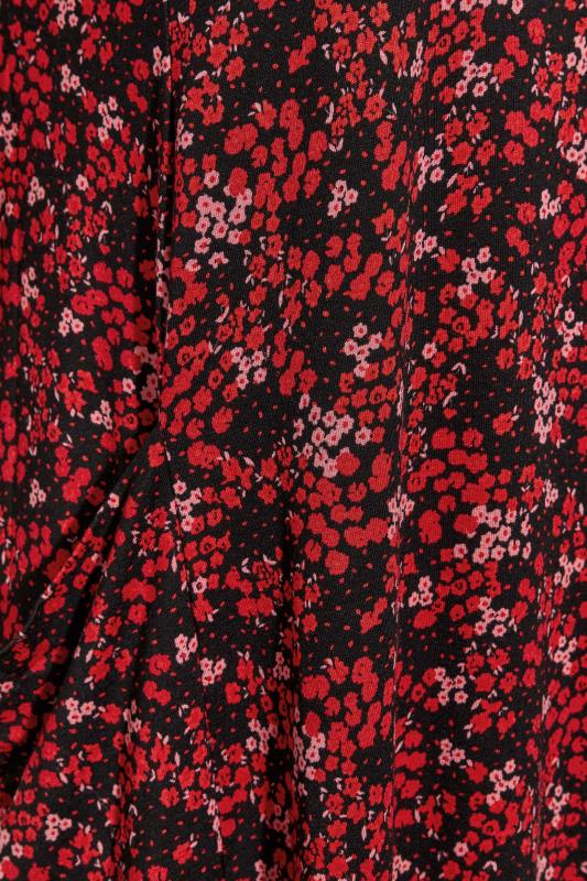 Curve Red Ditsy Print Drape Pocket Dress 5