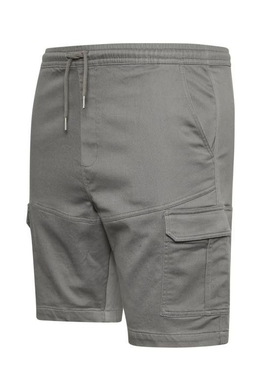 BadRhino Big & Tall Grey Elasticated Waist Cargo Shorts | BadRhino 5