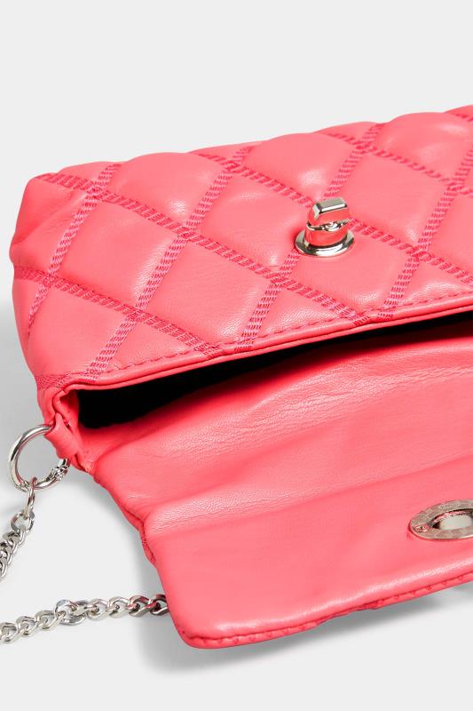 Pink Quilted Diamante Strap Cross Body Bag | Yours Clothing 6
