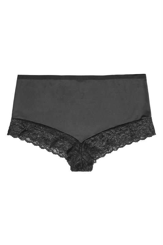 3 PACK Curve Black Lace Trim High Waisted Knickers 5