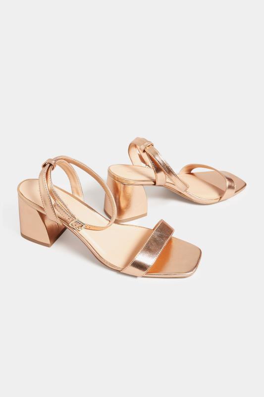 LIMITED COLLECTION Rose Gold Block Heel Sandals In Wide E Fit & Extra Wide EEE Fit | Yours Clothing 5