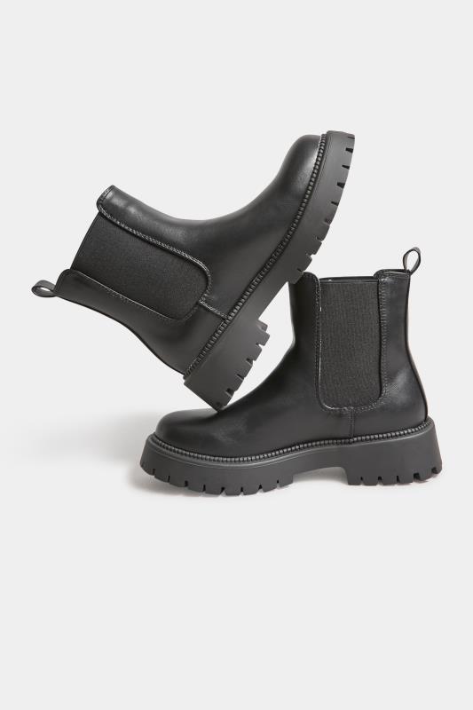 PixieGirl Black Chunky Chelsea Boots In Standard D Fit | PixieGirl 5