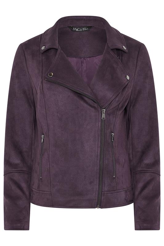 M&Co Purple Faux Suede Biker Jacket | M&Co 5