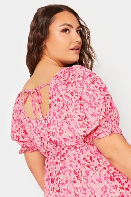 YOURS Plus Size Pink Animal Print Puff Sleeve Top | Yours Clothing 4
