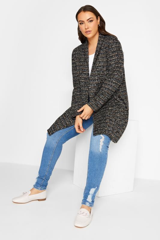 Curve Plus Size Black Textured Cardigan | Yours Clothing  2