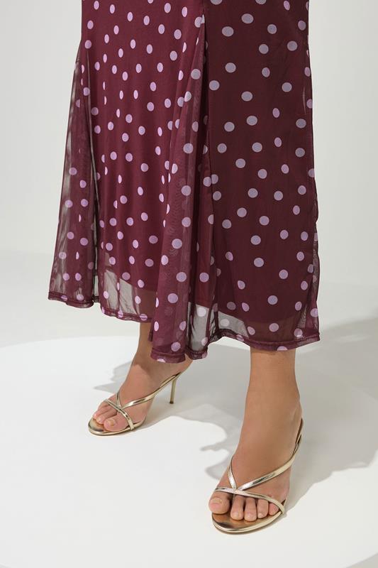 YOURS LONDON Plus Size Purple Polka Dot Godet Hem Wrap Dress | Yours Clothing 5