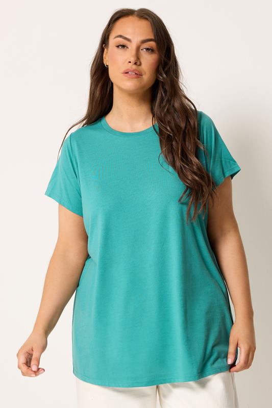 YOURS 3 PACK Plus Size Teal Blue & Pink Core T-Shirts | Yours Clothing 2