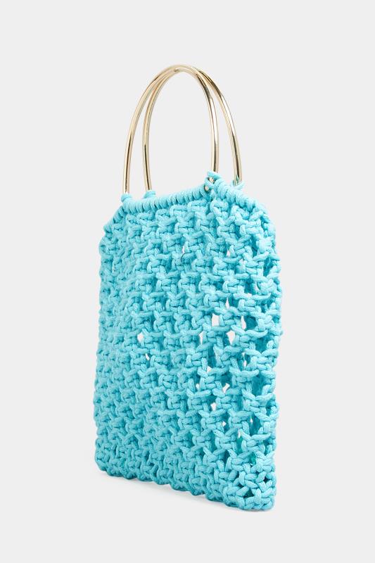 Tall  Yours Blue Crochet Handle Bag