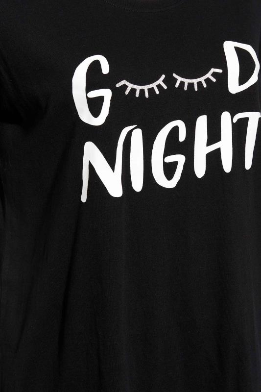 Plus Size Black 'Goodnight' Slogan Pyjama Set | Yours Clothing 5