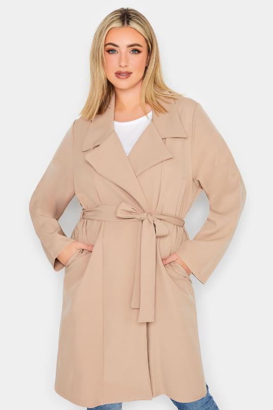  Grande Taille YOURS PETITE Curve Beige Brown Midi Duster Coat