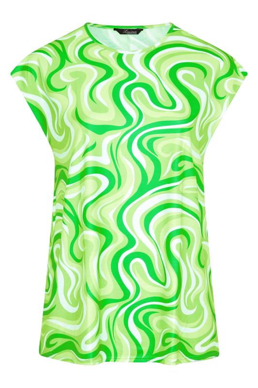 LIMITED COLLECTION Curve Green Retro Swirl Print Grown On Sleeve T-Shirt | Yours Clothing 6