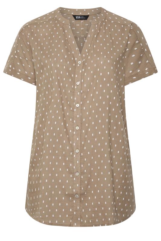 YOURS Curve Mocha Brown Notch Neck Dobby Blouse | Yours Clothing 5