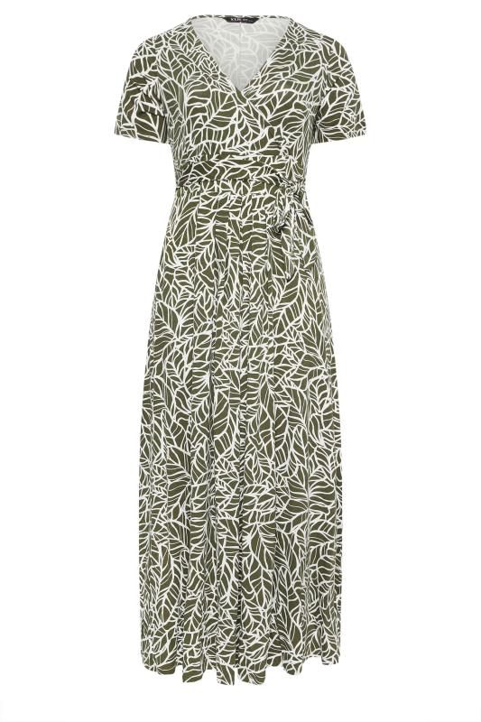 YOURS Plus Size Khaki Green Leaf Print Wrap Maxi Dress | Yours Clothing 6