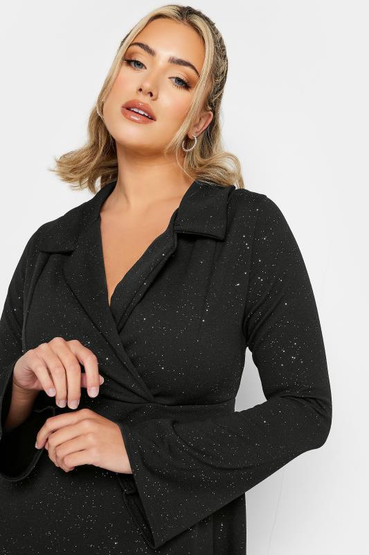 LIMITED COLLECTION Plus Size Black Glitter Blazer Dress | Yours Clothing 3