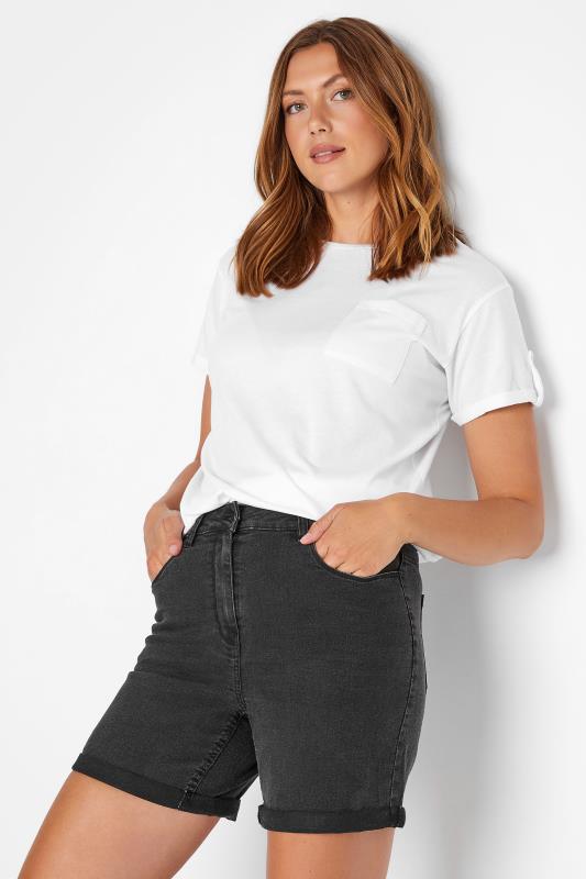  Grande Taille LTS Tall Black Washed Stretch Denim Shorts