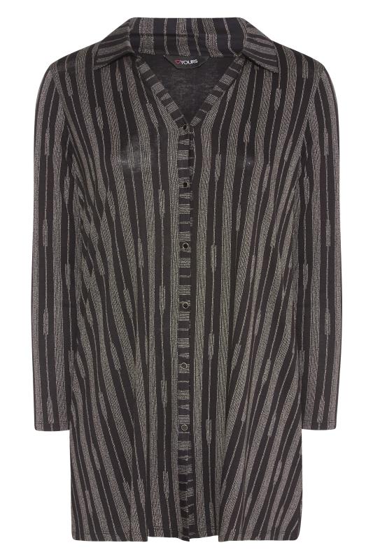 Plus Size Black Stripe Button Through Shirt | Yours Clothing  6
