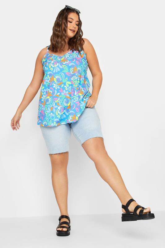 LIMITED COLLECTION Curve Plus Size Blue Abstract Swirl Print Cami Top | Yours Clothing  2