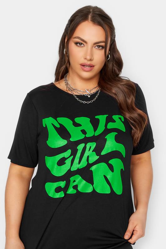 LIMITED COLLECTION Plus Size Black 'This Girl Can' Slogan T-Shirt | Yours Clothing 4