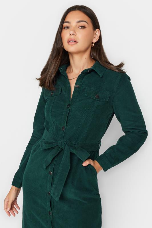 LTS Tall Womens Dark Green Cord Button Down Midi Dress | Long Tall Sally  4