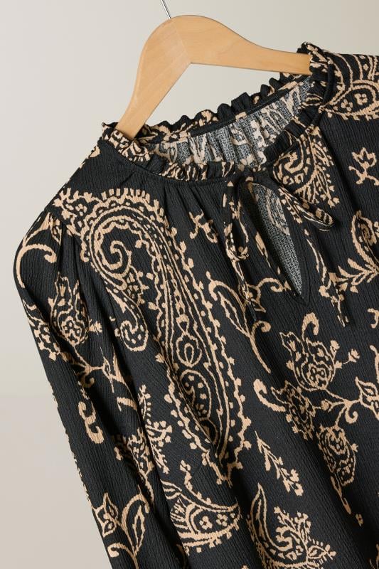 EVANS Plus Size Black Paisley Print Crepe Tie Neck Blouse | Evans  6