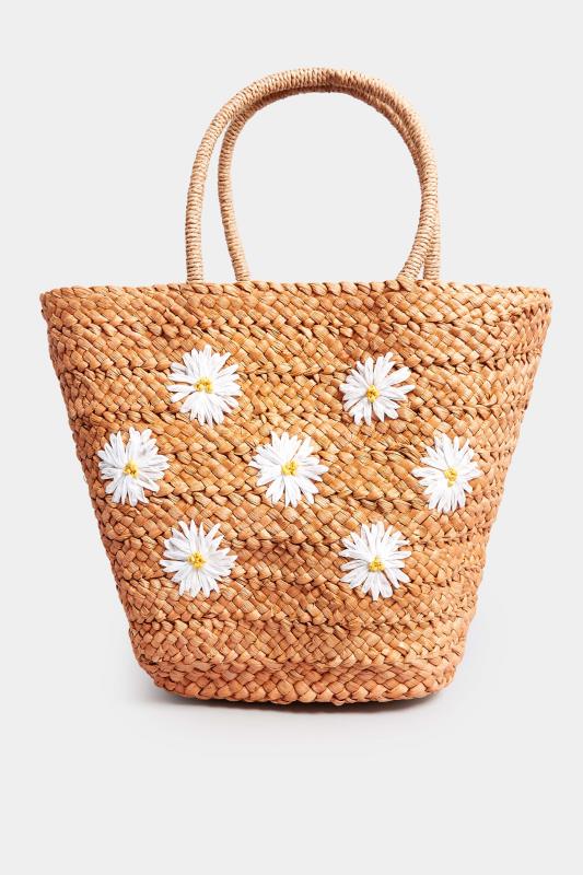 Natural Brown Daisy Straw Bag | Yours Clothing 3