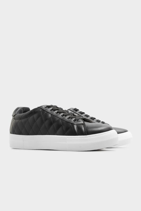 LIMITED COLLECTION Black Quilted Trainers In Wide Fit | Yours Clothing 4