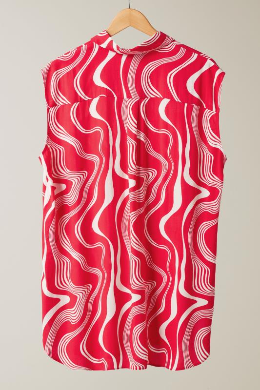 EVANS Plus Size Red Abstract Print Sleeveless Shirt | Evans 6