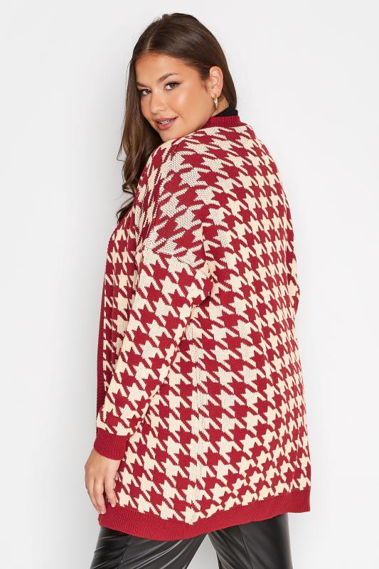 Plus Size Red Dogtooth Check Cardigan | Yours Clothing 3