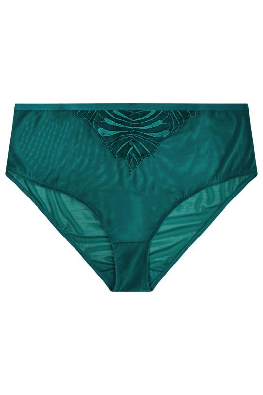 YOURS Plus Size 2 PACK Black & Green Leaf Embossed High Waisted Briefs | Yours Clothing 8