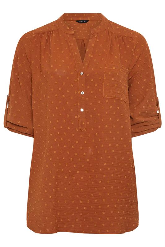 YOURS Plus Size Rust Orange Dobby Shirt  | Yours Clothing 5