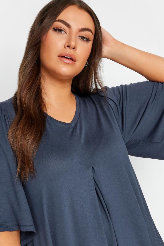 YOURS Plus Size Blue Pleated Swing Top | Yours Clothing 4