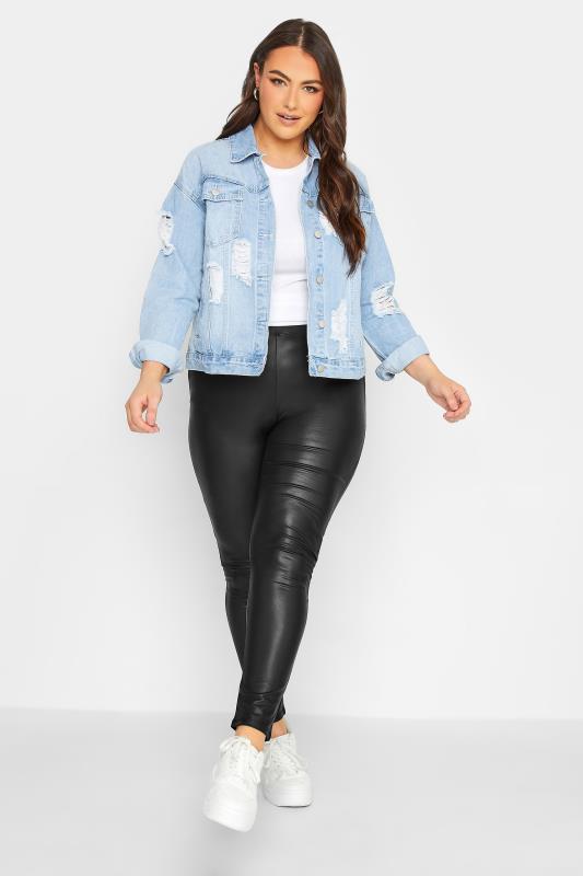 YOURS Plus Size Black Faux Leather Leggings | Yours Clothing 2