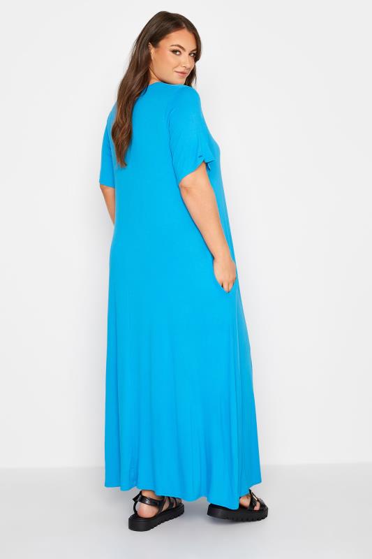 LIMITED COLLECTION Curve Turquoise Blue Pleat Front Maxi Dress 3