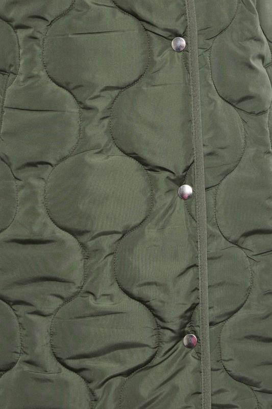 LTS Tall Olive Green Funnel Neck Quilted Longline Gilet | Long Tall Sally 5
