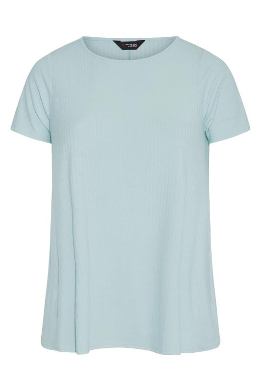 Plus Size Light Blue Ribbed Swing Top | Yours Clothing 5