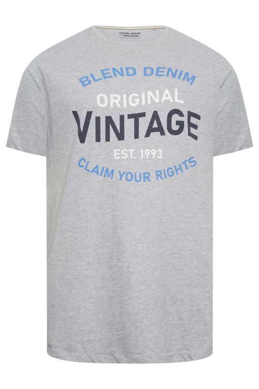 BLEND Big & Tall Grey Vintage Logo T-Shirt | BadRhino 3