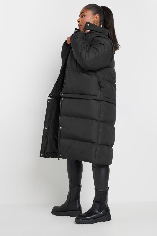 YOURS Curve Black 5-In-1 Padded Longline Puffer Coat | Yours Clothing 2