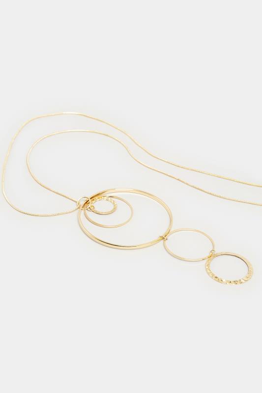 Gold Tone Long Circle Pendant Necklace | Yours Clothing  3