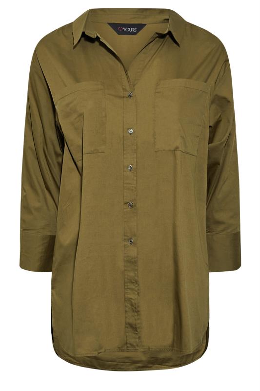 LIMITED COLLECTION Plus Size Khaki Green Oversized Boyfriend Shirt | Yours Clothing 6