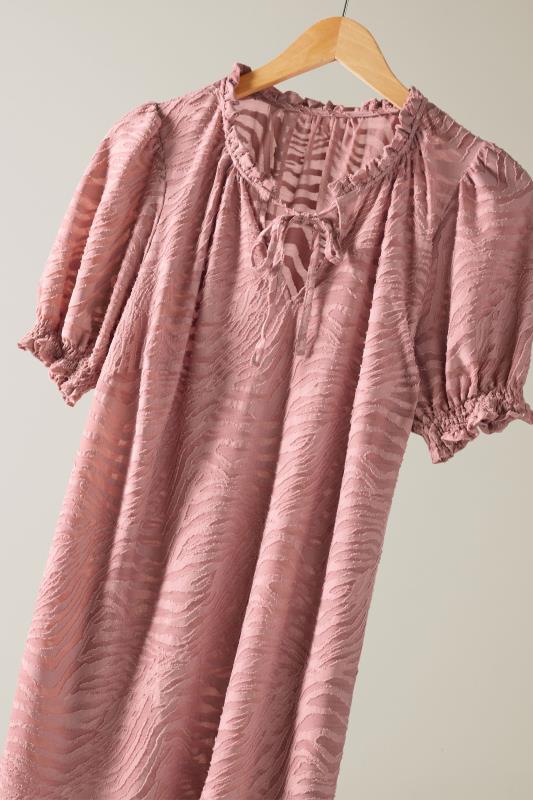 EVANS Plus Size Pink Burnout Print Tie Neck Blouse | Evans 7