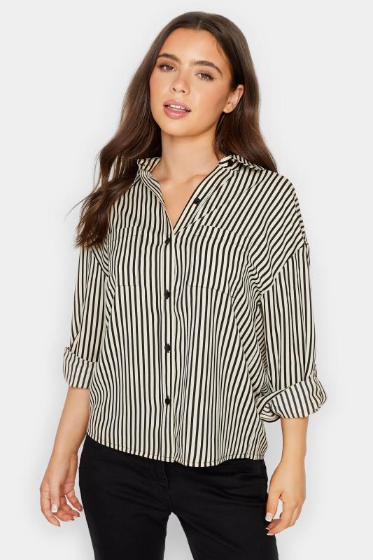 Petite Black & Cream Stripe Shirt | PixieGirl 1
