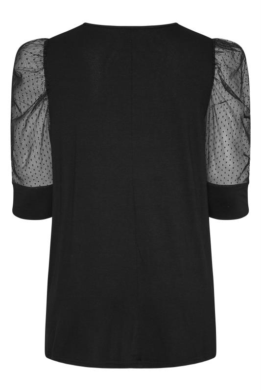 LIMITED COLLECTION Black Spot Ruched Sleeve Top_BK.jpg