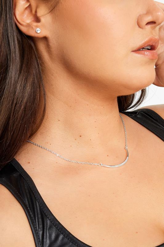 Plus Size  2 PACK Silver Tone Diamante Necklace & Earrings Set