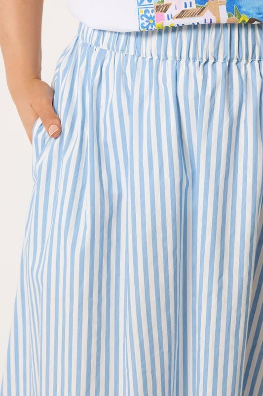 YOURS Plus Size Blue Stripe Poplin Skirt | Yours Clothing 4