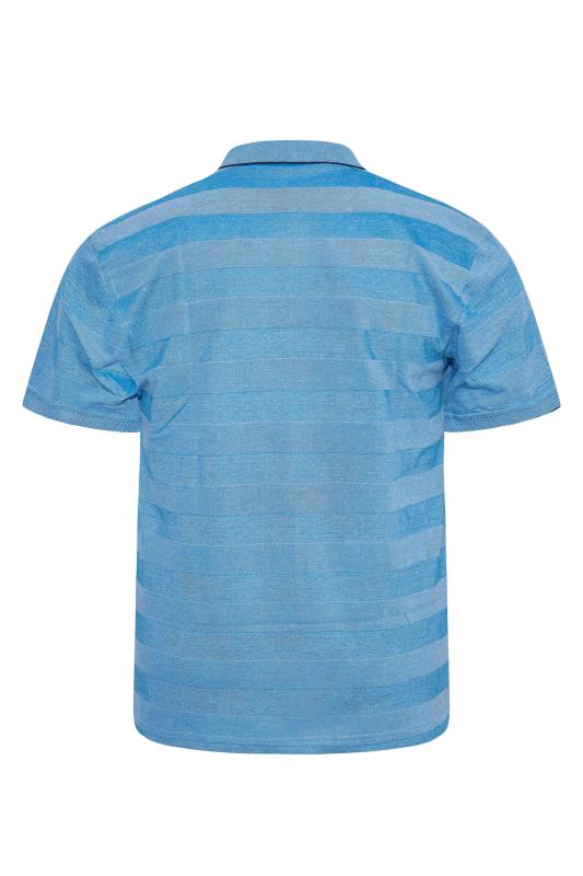 RAGING BULL Big & Tall Blue Birdseye Stripe Print Polo Shirt 3