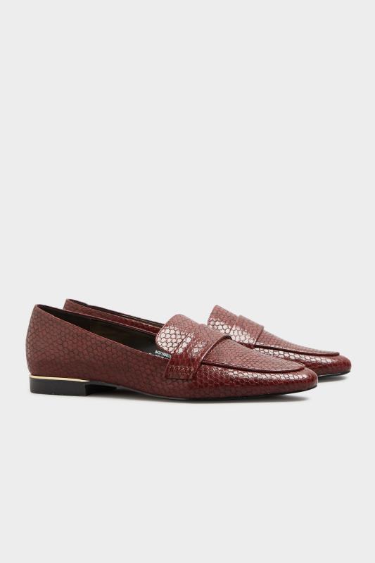 LTS Burgundy Red Metal Trim Loafers In Standard D Fit 4